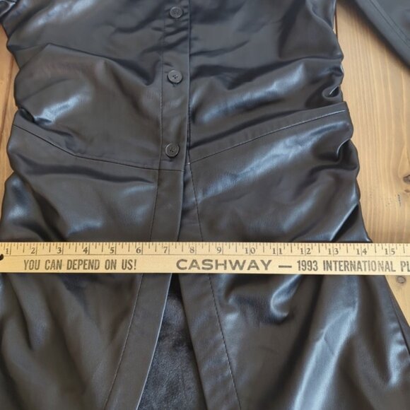 Zara Black Faux Leather Fitted Long Shirt NWOT - Picture 10 of 14